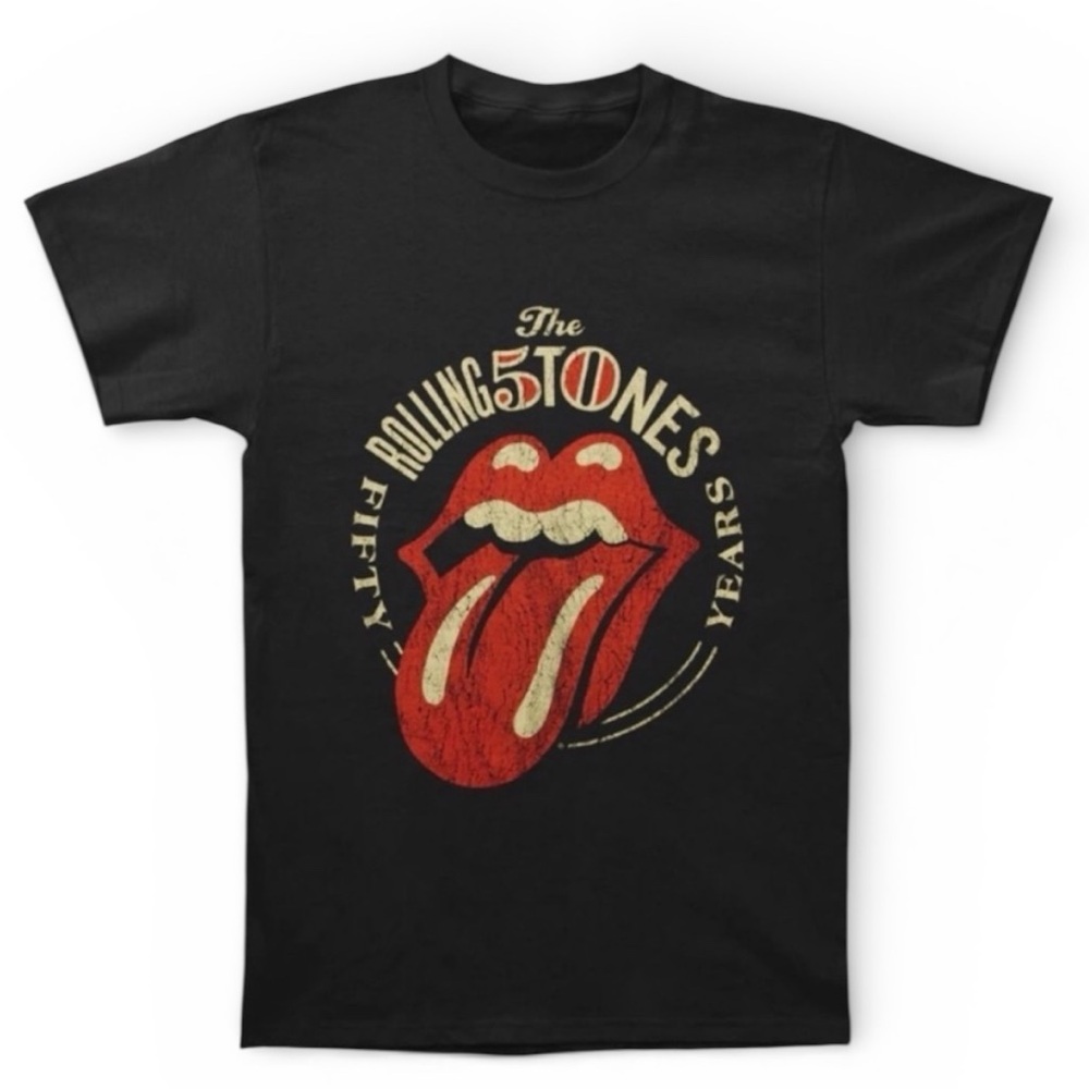 Rolling Stones 50th Anniversary Dark Gray Unisex NWT Graphic Band Tee – Small
